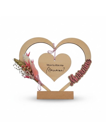 Cadre en Bois Personnalisé Parrain Marraine - Cadeau Baptême Anniversaire