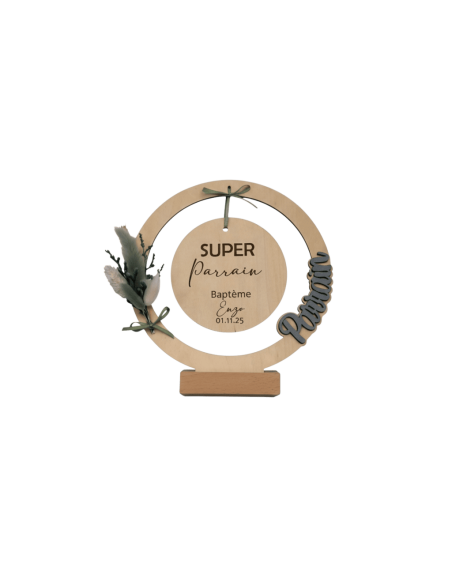 Cadre en Bois Personnalisé Parrain Marraine - Cadeau Baptême Anniversaire