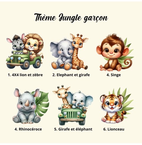 Cadre Photo Baptême Personnalisé Thème jungle...