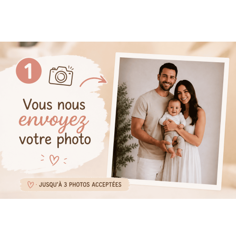 Envoyez votre photo pour créer un cadre baptême personnalisé