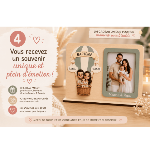 Cadre Photo Montgolfière Personnalisé – Cadeau...