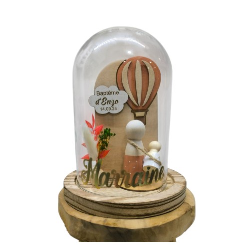 Cloche Verre Personnalisée thème montgolfière :...