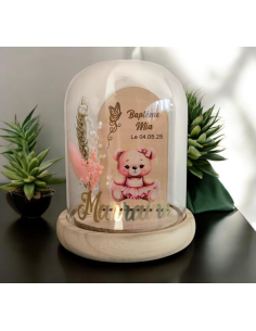 Cloche Verre Personnalisée thème ourson: Cadeau Invité...