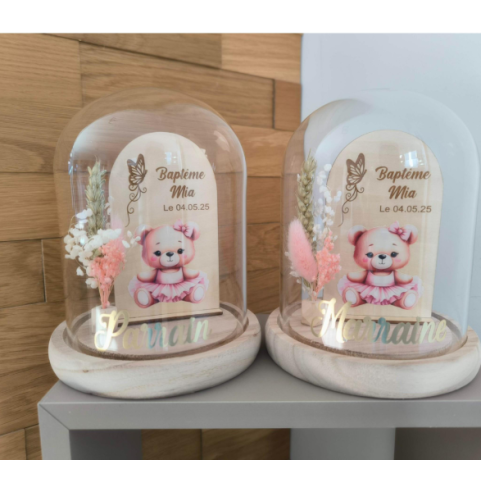 Cloche Verre Personnalisée thème ourson: Cadeau...