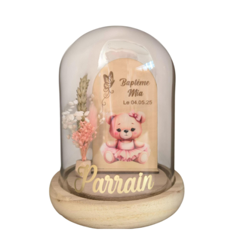 Cloche Verre Personnalisée thème ourson: Cadeau...