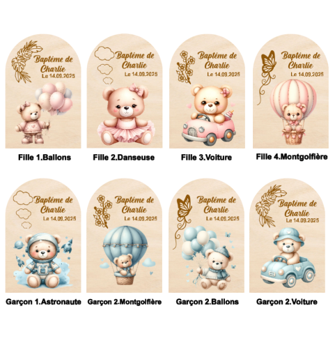 Cloche Verre Personnalisée thème ourson: Cadeau...