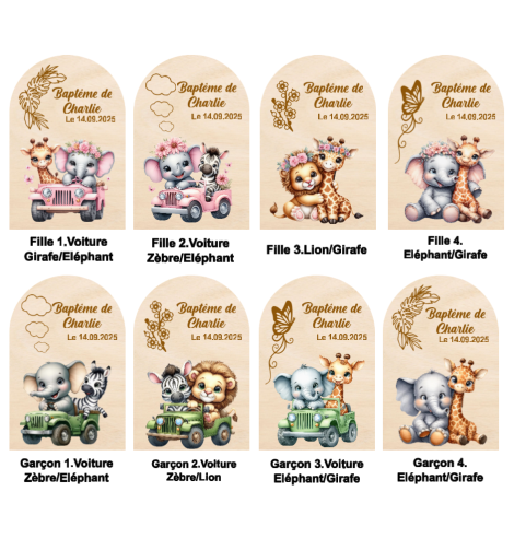 Cloche Verre Personnalisée thème jungle savane:...