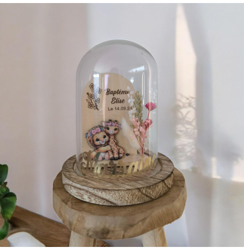 Cloche Verre Personnalisée thème jungle savane:...