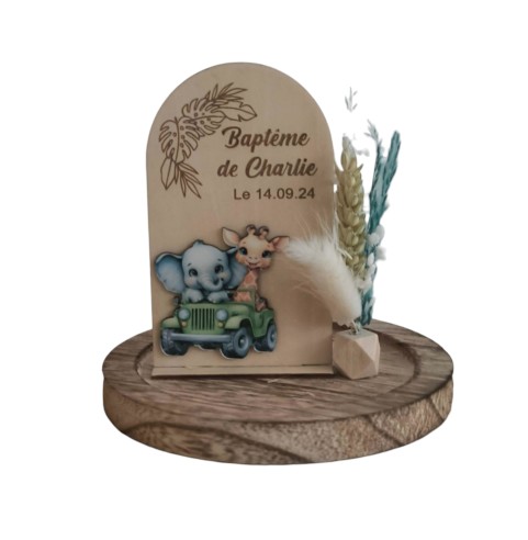 Cloche Verre Personnalisée thème jungle savane:...