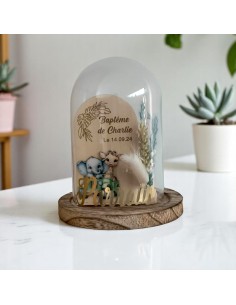 Cloche Verre Personnalisée thème jungle savane: Cadeau...