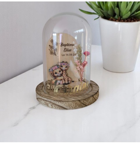 Cloche Verre Personnalisée thème jungle savane:...