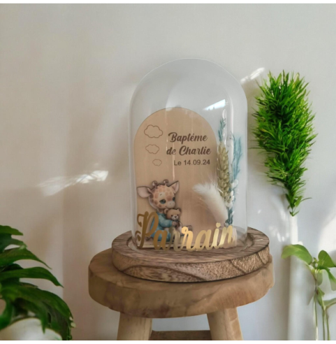Cloche Verre Personnalisée thème girafe: Cadeau...