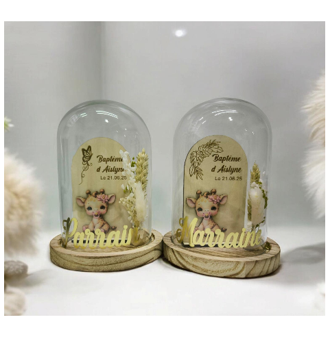 Cloche Verre Personnalisée thème girafe: Cadeau...