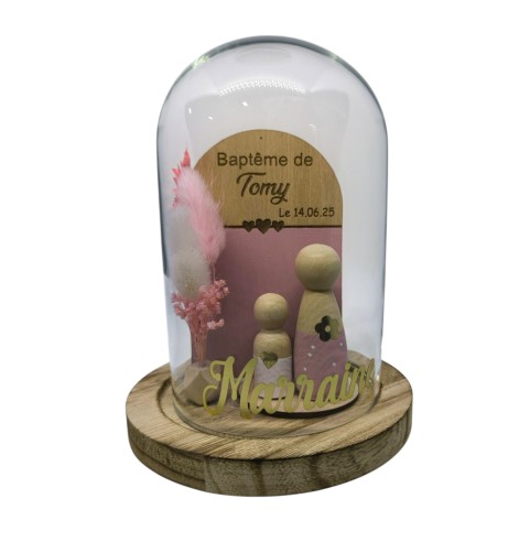 Cloche Verre Personnalisée: Cadeau Invité Baptême, Communion, Parrain, Marraine