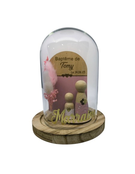 Cloche Verre Personnalisée: Cadeau Invité Baptême, Communion, Parrain, Marraine