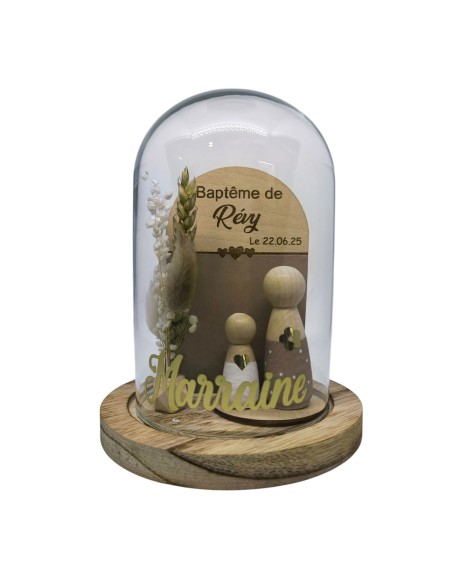 Cloche Verre Personnalisée: Cadeau Invité Baptême, Communion, Parrain, Marraine