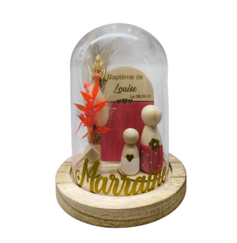 Cloche Verre Personnalisée: Cadeau Invité Baptême, Communion, Parrain, Marraine