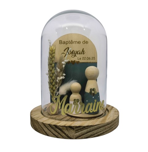 Cloche Verre Personnalisée: Cadeau Invité Baptême, Communion, Parrain, Marraine