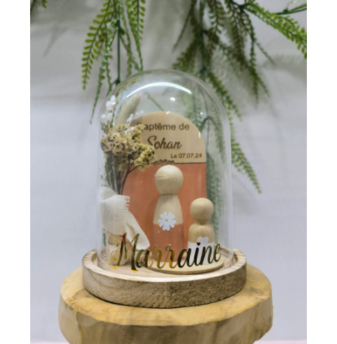 Cloche Verre Personnalisée: Cadeau Invité Baptême, Communion, Parrain, Marraine
