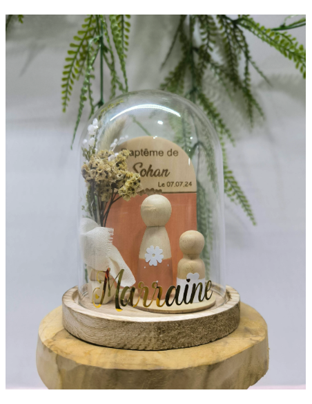 Cloche Verre Personnalisée: Cadeau Invité Baptême, Communion, Parrain, Marraine