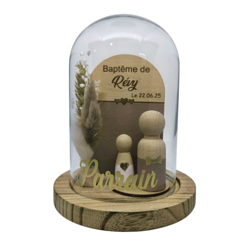 Cloche Verre Personnalisée: Cadeau Invité Baptême, Communion, Parrain, Marraine