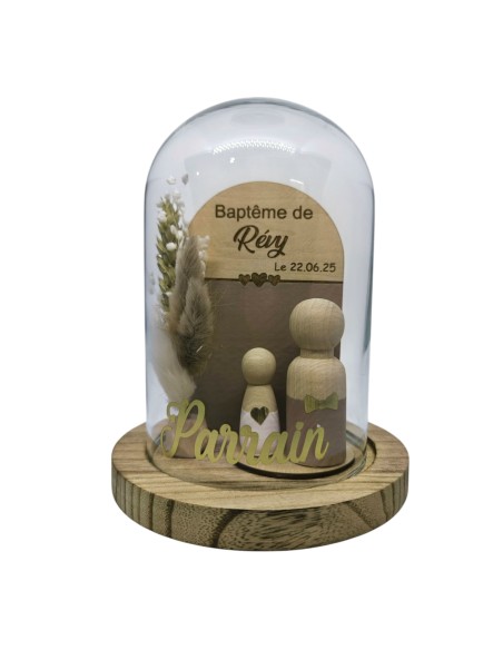 Cloche Verre Personnalisée: Cadeau Invité Baptême, Communion, Parrain, Marraine