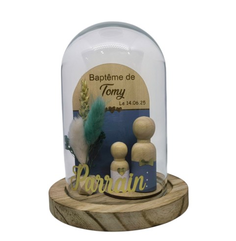 Cloche Verre Personnalisée: Cadeau Invité Baptême, Communion, Parrain, Marraine