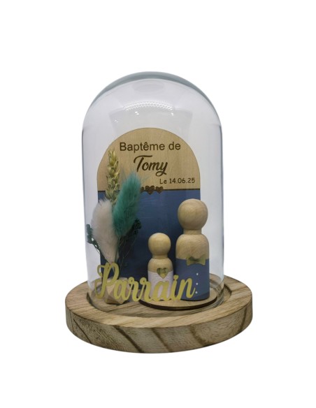 Cloche Verre Personnalisée: Cadeau Invité Baptême, Communion, Parrain, Marraine