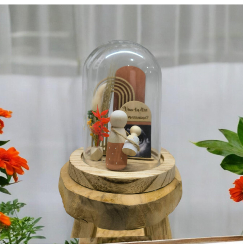 Cloche Verre Personnalisée: Annonce grossesse grands-parents, parrain, Marraine