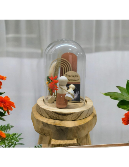 Cloche Verre Personnalisée: Annonce grossesse grands-parents, parrain, Marraine