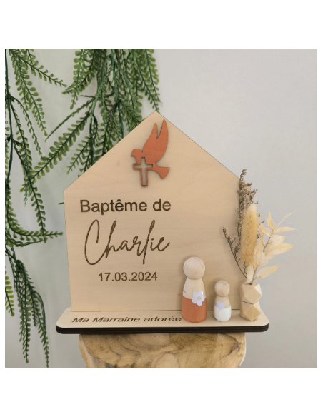 Cadeau Parrain Marraine Bois Personnalisé Baptême Communion - Souvenir Unique