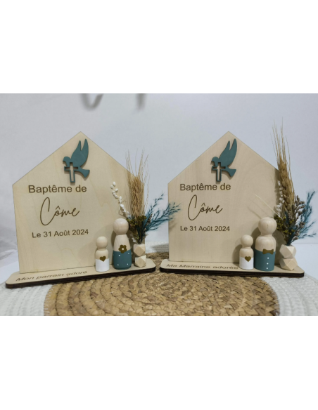 Cadeau Parrain Marraine Bois Personnalisé Baptême Communion - Souvenir Unique