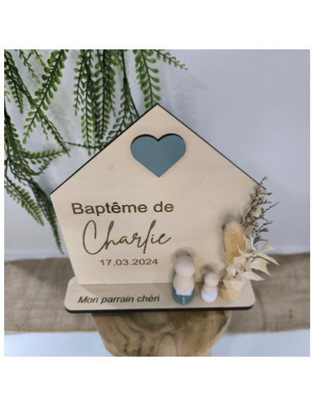 Cadeau Parrain Marraine Bois Personnalisé Baptême Communion - Souvenir Unique