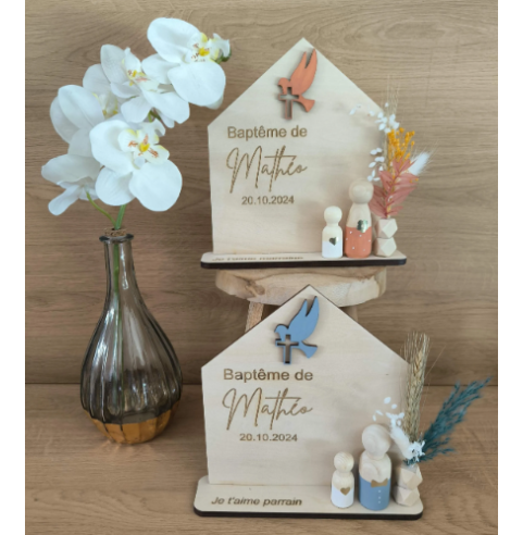 Cadeau Parrain Marraine Bois Personnalisé...