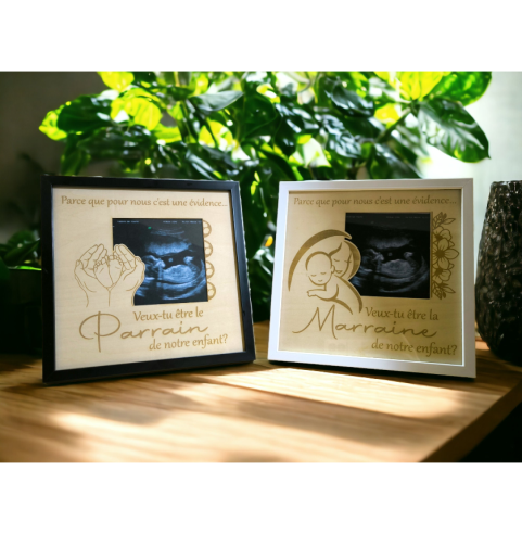 Cadre Personnalisé Annonce Grossesse/Naissance Parrain Marraine.