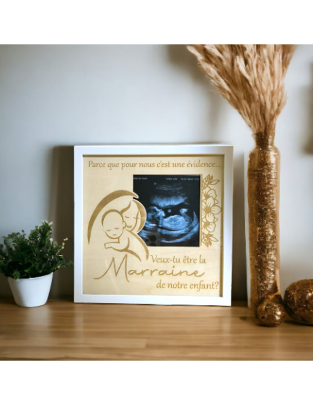 Cadre Personnalisé Annonce Grossesse/Naissance Parrain Marraine.