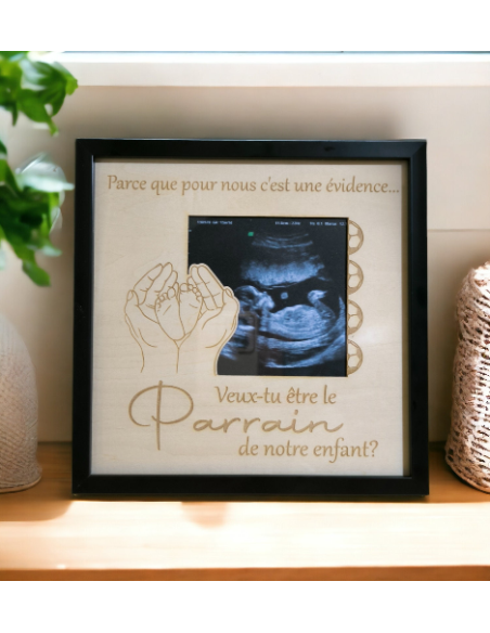 Cadre Personnalisé Annonce Grossesse/Naissance Parrain Marraine.