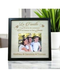 Cadre Photo Famille Personnalisé en Bois - Prénoms et...