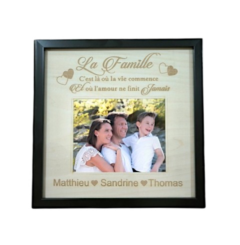 Cadre Photo Famille Personnalisé en Bois -...