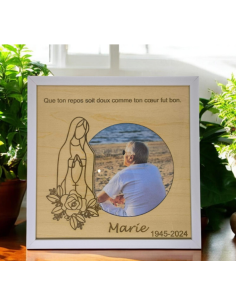Cadre Souvenir Défunt Personnalisable en Bois - Hommage...