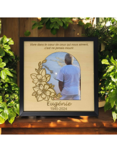 Cadre Souvenir Défunt Personnalisable en Bois - Hommage... 2