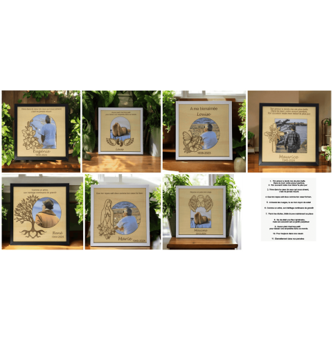 Cadre Souvenir Défunt Personnalisable en Bois -...