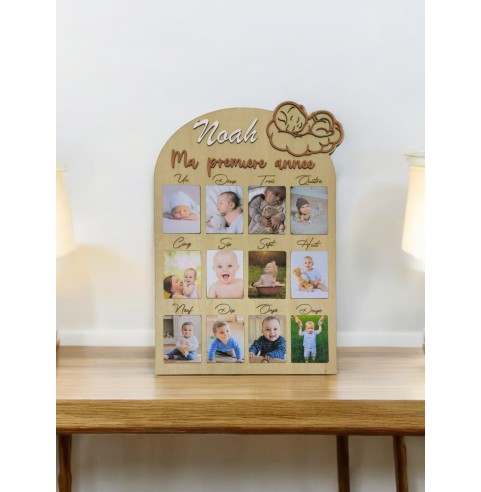 Cadre Photo Bébé 1ère Année Personnalisé - Naissance, Mois par Mois, Souvenirs
