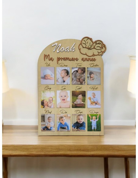 Cadre Photo Bébé 1ère Année Personnalisé - Naissance, Mois par Mois, Souvenirs
