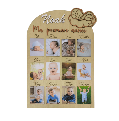 Cadre Photo Bébé 1ère Année Personnalisé -...