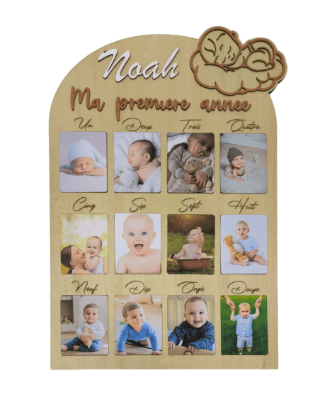 Cadre Photo Bébé 1ère Année Personnalisé - Naissance, Mois par Mois, Souvenirs