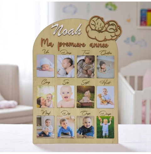 Cadre Photo Bébé 1ère Année Personnalisé -...