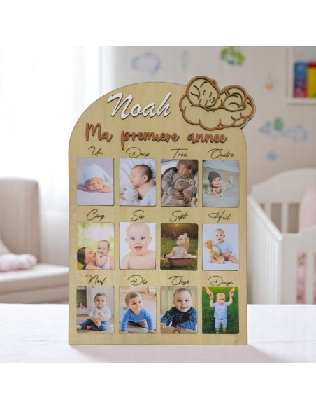 Cadre Photo Bébé 1ère Année Personnalisé - Naissance, Mois par Mois, Souvenirs