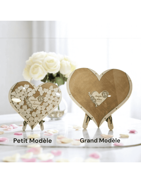 Livre d'or Mariage Bois Coeur Personnalisé