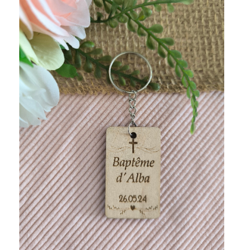 Porte Clés Bois Personnalisé Cadeau Invités Mariage Baptême Communion